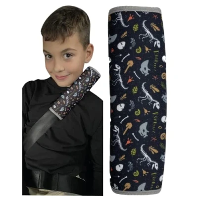 Abbildung von HECKBO 1x Kinder Auto Gurtpolster Gurtschutz mit Dinosaurier Dino Motiv Sicherheitsgurt Polster für und Babys Ideal jeden Gurt Autositzerhöhungen Fahrradanhänger Flugzeug