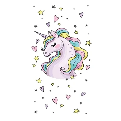 Abbildung von Theonoi Kinder Handtuch Badetuch Strandtuch Duschtuch für Mädchen und Jungen 100% Baumwolle 70x140 cm (Einhorn)