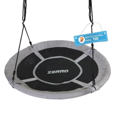 Abbildung von ZERRO Nestschaukel Outdoor &amp; Indoor bis zu 150kg Höhenverstellbare Ø100cm Netzschaukel für Kinder und Erwachsene,Grau