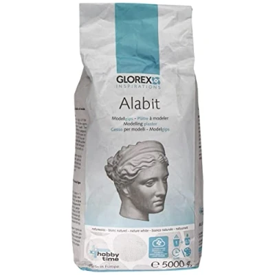 Abbildung von Glorex 6 2608 430 Alabit Gießmasse naturweiß, hochwertiger Modelliergips, 5000 g