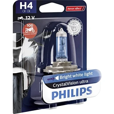 Abbildung von Philips 12342CVUBW Crystalvision Ultra Moto H4 Motorrad Scheinwerferlampe, 1 Stück