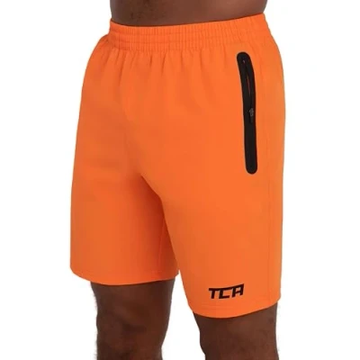 Abbildung von TCA Herren Elite Tech Leichte Laufhose Gymshorts Trainingsshorts und Laufshorts mit Reißverschlusstaschen Sporthose Kurz Orange, M
