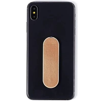 Abbildung von MOMOSTiCK Das Original! Smartphone Fingerhalter Handy Fingerhalterung Halter Ständer Griff Halterung Ring (iSerie Gold PU)