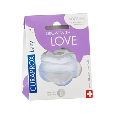 Abbildung von Curaprox Baby Schnuller, blauer mit Aufbewahrungsbox, Größe 0; Von Geburt An Jedes Alter, Pacifier, blau, 1 Stück