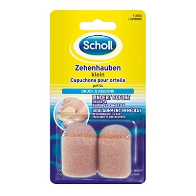 Abbildung von Scholl Zehenhaube klein Schutz für die Zehen mit extraweichem Schaumstoff hilft bei schmerzhaften Zehen, Zehennägeln und Hühneraugen beugt Druckstellen vor 2 Stück