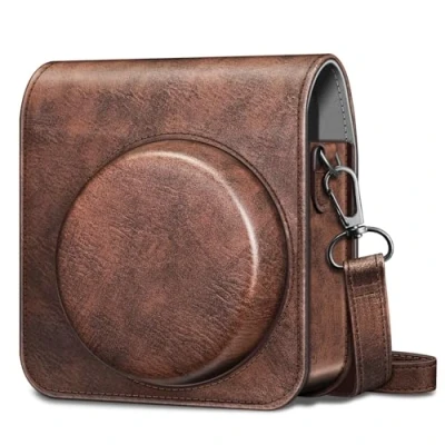 Abbildung von Fintie Tasche für Fujifilm Instax Mini 99 Sofortbildkamera Premium Kunstleder Schutzhülle Reise Kameratasche Hülle Abdeckung mit abnehmbaren Einstellbar Riemen, Braun