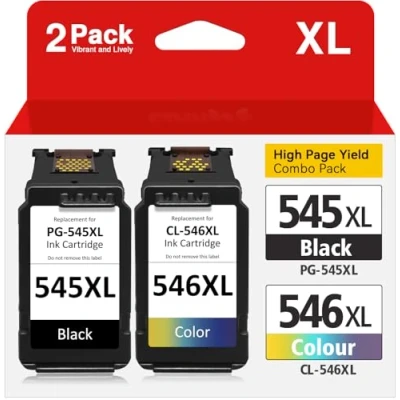 Abbildung von Inkwood 545XL 546XL Multipack Tintenpatrone Ersatz für Canon Druckerpatronen 545 546,für Pixma MX495 MX490 TS3150 TR4550 TR4551 MG3050 MG2950 MG2555S MG2550S MG2550 MG3053 (Schwarz,Farbe)