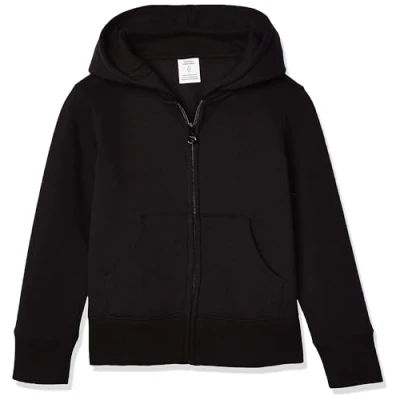 Abbildung von Amazon Essentials Mädchen Fleece Kapuzenpullover mit Reißverschluss, Schwarz, 6 7 Jahre