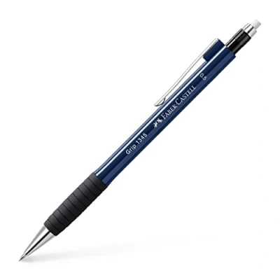 Abbildung von FABER CASTELL 134551 Druckbleistift GRIP 1345 navy blue, Härtegrad B, Minenstärke 0.5 mm, mit integriertem Radiergummi, 1 Stück