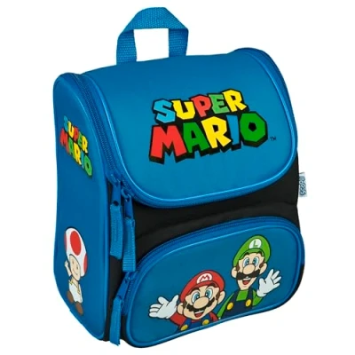 Abbildung von Scooli CUTIE Vorschulranzen Super Mario Hauptfach und Vortasche gepolsterte Träger Rücken Ideal für Kinder ab 3 Jahren