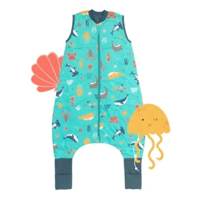 Abbildung von schlummersack Baby Schlafsack mit Füßen 1 Tog 80 cm dünn Meerestiere Beinen und verlängerten Bündchen für eine Körpergröße von 90cm Sommer Frühling