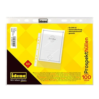 Abbildung von Idena 376007 Prospekthülle DIN A5 Format, 60µ, genarbt, 100 Stück