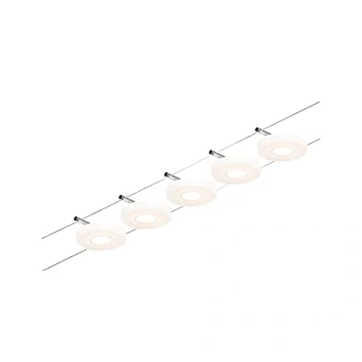 Abbildung von Paulmann 94426 CorDuo LED Seilsytem Set DiscLED DC incl. 5x4,5 Watt erweiterbar Chrom matt, Drahtseil Metall 3000 K