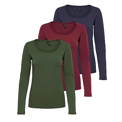 Abbildung von VERO MODA Damen VMMAXI My LS Soft UNECK NOOS 3 Pack, Night Sky/Port Royale &amp; Rifle, S