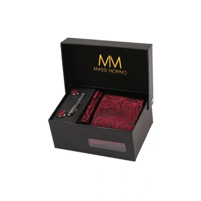 Abbildung von Massi Morino SET Krawatte Paisley Weinrot, Herren, Größe: One Size, weinrot