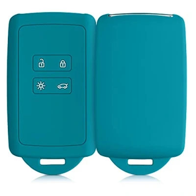 Abbildung von kwmobile Autoschlüssel Hülle kompatibel mit Renault 4 Tasten Smartkey (nur Keyless Go) Silikon Schutzhülle Schlüsselhülle Cover in Petrol