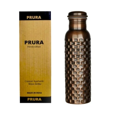 Abbildung von PRURA Wasserflasche aus reinem Kupfer auslaufsicheres, ayurvedisches Trinkgefäß für Sport, Fitnessstudio, Outdoor, Yoga, gesundheitliche Vorteile