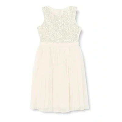 Abbildung von Maya Deluxe Mädchen^Mädchen Paillettenverziertes Hochzeit und Geburtstag Festlich mit Bandschleife Brautjungfernkleid Kleid, Ivory, 9 Years