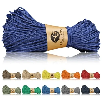 Abbildung von Ganzoo Paracord 125 Seil 1mm Takel Schnur, Nylon &amp; Polyester, Allzweckseil für Armband, Hundehalsband, Hundeleine Knüpfen, Takeln, Camping Survival, Blau