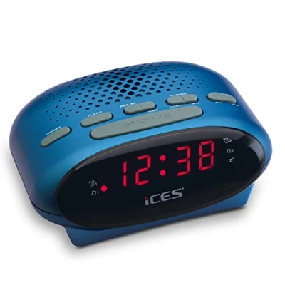 Abbildung von Ices ICR 210 Blue FM Uhrenradio Radiowecker mit 2 Weckzeiten PLL Schlummerfunktion Sleeptimer Gangreserve Kompakt Blau