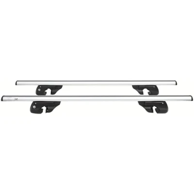Abbildung von FISCHER Relingträger Topline L, für Fahrradträger, Dachboxen oder als Skihalter, offene Dachrelinge, Tragkraft 90 kg, vormontiert, inklusive Schloss, Barrenstärke 45 x 28 mm, Barrenlänge 120 cm
