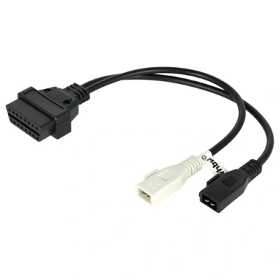 Abbildung von vhbw OBD2 Adapterkabel für OBD Diagnosegerät kompatibel mit alle Audi, Seat, Skoda, VW, Volkswagen Modelle 2x2 Pin Stecker.