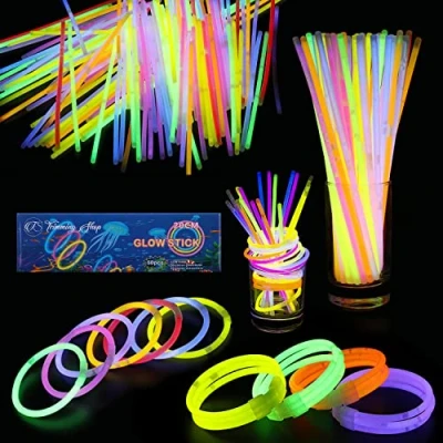 Abbildung von Trimming Shop Premium Leuchtstäbe für Kinder, 50 teiliges Set mit Steckern zur Herstellung von Leuchtbändern, Halsketten, Armbändern, Partyzubehör Weihnachtsdekoration