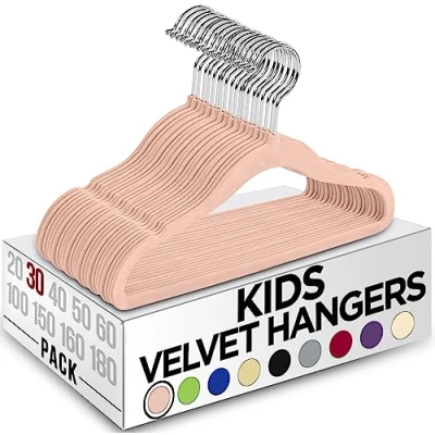 Abbildung von Utopia Home Kids Kleiderbügel Velvet (30 Pack) 11 Inch Durable Baby für Closet Perfect Toddler Nursery Non Slip den täglichen Gebrauch (rosa)