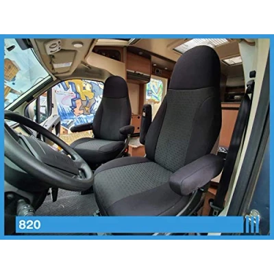 Abbildung von BREMER SITZBEZÜGE Maß Piloten Schonbezüge Sitzbezüge kompatibel mit Wohnmobil Camper Ducato Fahrer &amp; Beifahrer 820 Schonbezug Set in Schwarz