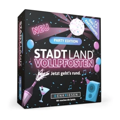 Abbildung von DENKRIESEN Stadt Land VOLLPFOSTEN® Das Kartenspiel Party Edition Jetzt geht&#039;s rund. Familienspiel für Spieleabend Gesellschaftsspiel Geschenkidee Partyspiel