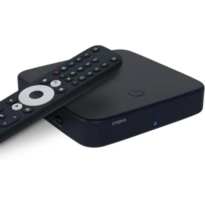 Abbildung von STRONG SRT423 Android TV Box 4K UHD DVB T2 &amp; Kabelreceiver Google Zertifiziert Dual Band Wi Fi 5 Chromecast Bluetooth Sprachsteuerung Netflix, YouTube, Prime Video, Disney+