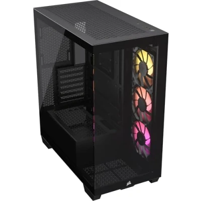 Abbildung von CORSAIR 3500X ARGB Mid Tower ATX PC Gehäuse Gehärtetes Panorama Glas Umgekehrte Verbindung Motherboard Kompatibel 3X RS120 Lüfter Enthalten Schwarz