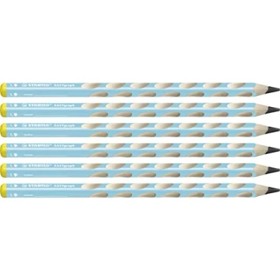 Abbildung von Ergonomischer Dreikant Bleistift für Linkshänder STABILO EASYgraph in blau 6er Pack Härtegrad HB