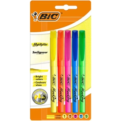 Abbildung von BiC 893133 Textmarker, hell, 5 Stück