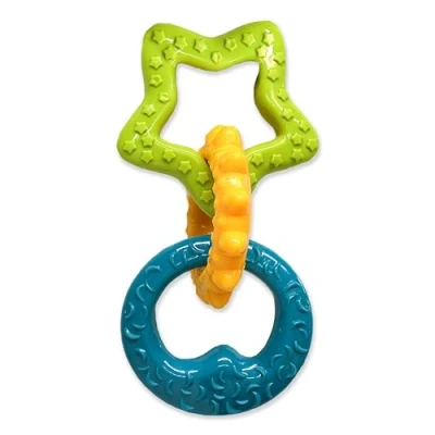 Abbildung von Nylabone, Kauspielzeug für Welpen und Zahnpflege Spielzeug zahnende Welpen, Kauspielzeug, kleine bis 11kg, sanft kauende/zahnende Hunde, Bacon Geschmack, Spielzeugring