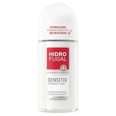 Abbildung von Hidrofugal SENSITIV Roll on, starker Antitranspirant Schutz für empfindliche Haut, parfümfreies Deo ohne Ethylalkohol gegen Achselnässe &amp; Körpergeruch (50 ml)