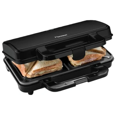 Abbildung von Bestron XL Sandwichmaker, Antihaftbeschichteter Sandwich Toaster für 2 Sandwiches, inkl. automatischer Temperaturregelung &amp; Bereitschaftsanzeige, 900 Watt, Farbe: Schwarz Mattiert