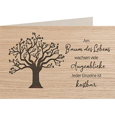 Abbildung von myZirbe Holzkarte BAUM DES LEBENS 100% handmade in Österreich Postkarte, Geschenkkarte, Grußkarte, Klappkarte, Karte, Einladung, Holzart:Eiche