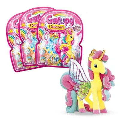 Abbildung von GALUPY Unicorn 3er Pack Einhorn Figuren, Spielzeug zum Sammeln, Ponyfiguren mit Glitzerflügeln &amp; Swarovski Kristal