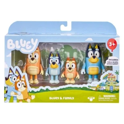 Abbildung von BlueY 4er Figuren Set Familie, Bingo, Bandit und Chilli; 6,3 7,6 cm große mit beweglichen Gelenken offizieller Sammelartikel