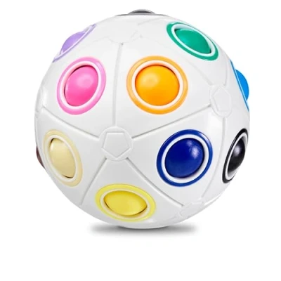 Abbildung von CUBIDI® Original Regenbogenball mit 19 Kugeln Groß Geschicklichkeitsspiele ab 6 Jahre für Kinder Spannendes Knobelspiel Mädchen und Jungen