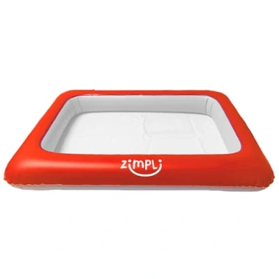 Abbildung von Aufblasbares Spieltablett von Zimpli Kids, Kinder Sandbox Tragbarer Tisch, Perfektes Sensorisches, unordentliches für Sand, Schlamm und Wasser, Blau &amp; Weiß