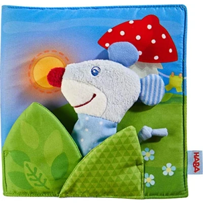 Abbildung von HABA 304211 Stoffbuch Gute Nacht, viel Erzählspaß für Babys ab 6 Monaten, inklusive Maus als Fingerfigur, prima Geschenk zur Geburt und Taufe
