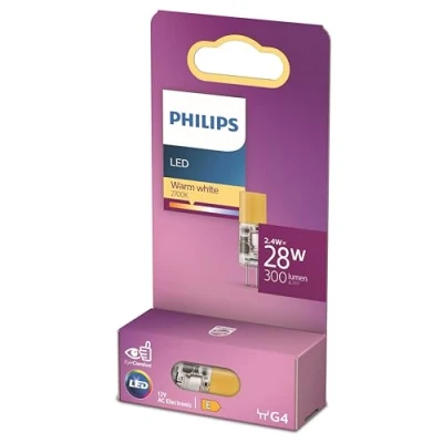Abbildung von Philips LED Standard Brenner, Ersatz für Halogen 28W, G4 Sockel, warmweißes Licht 2700K,