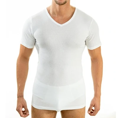 Abbildung von HERMKO 4880 4er Pack Herren Business Unterhemd V Ausschnitt 100% Bio Baumwolle Hautfreundlich &amp; Strapazierfähig Weiß, Größe:D 4 = EU S, Farbe:weiß