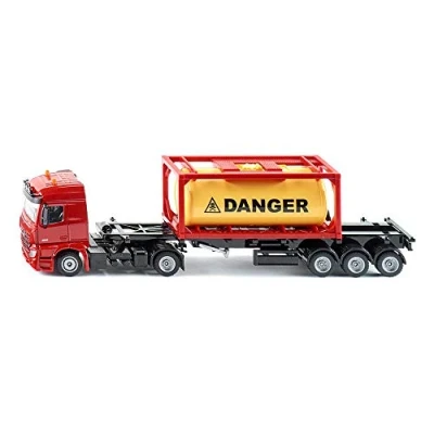 Abbildung von siku 3922, Mercedes Benz LKW mit gerahmten Tankcontainer, 1:50, Metall/Kunststoff, Rot, Inkl. 1 Container, Abkoppelbarer Auflieger