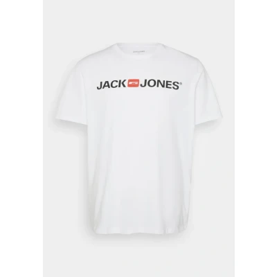 Abbildung von JACK &amp; JONES Herren Rundhals T Shirt JJECORP Logo Slim Fit Plussize XXL 8XL, Größe:4XL, Farbe:White 12184987