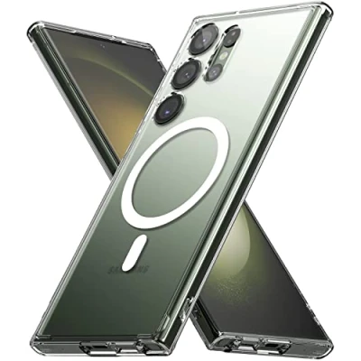 Abbildung von Ringke Fusion Magnetic für Samsung Galaxy S23 Ultra Hülle, [Kompatibel mit MagSafe] Dauerhafte Transparenz Kratzfest Transparent Weicher Bumper Handyhülle Magnetisches Laden/Zubehör Matte Clear