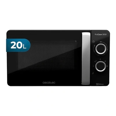 Abbildung von Cecotec Microondas ProClean 3050, 20 Liter Kapazität, Ready2Clean Beschichtung, 700 Watt Leistung, 6 Funktionsstufen, 30 Minuten Timer, Auftaumodus, Farbe: Schwarz Silber