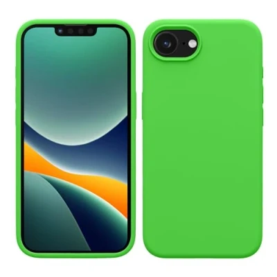 Abbildung von kwmobile Handyhülle für iPhone 16e Hülle, Case Hülle Silikon kabelloses Laden Limettengrün